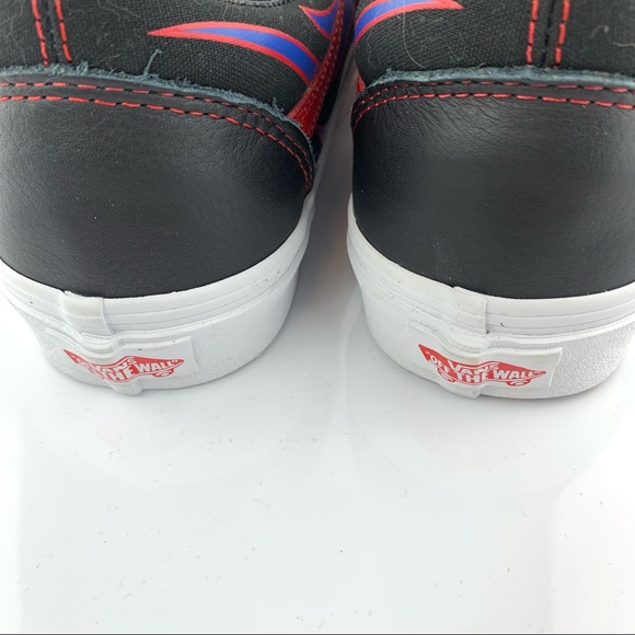 NEW! Vans Old Skool Racer Blk/Red Blue Flame Leather Shoes - Picture 8 of 16
